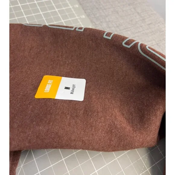 Carhartt Mens Loose Fit Midweight Hoodie M Mocha Heather Graphic Sleeve Logo New - Picture 8 of 11